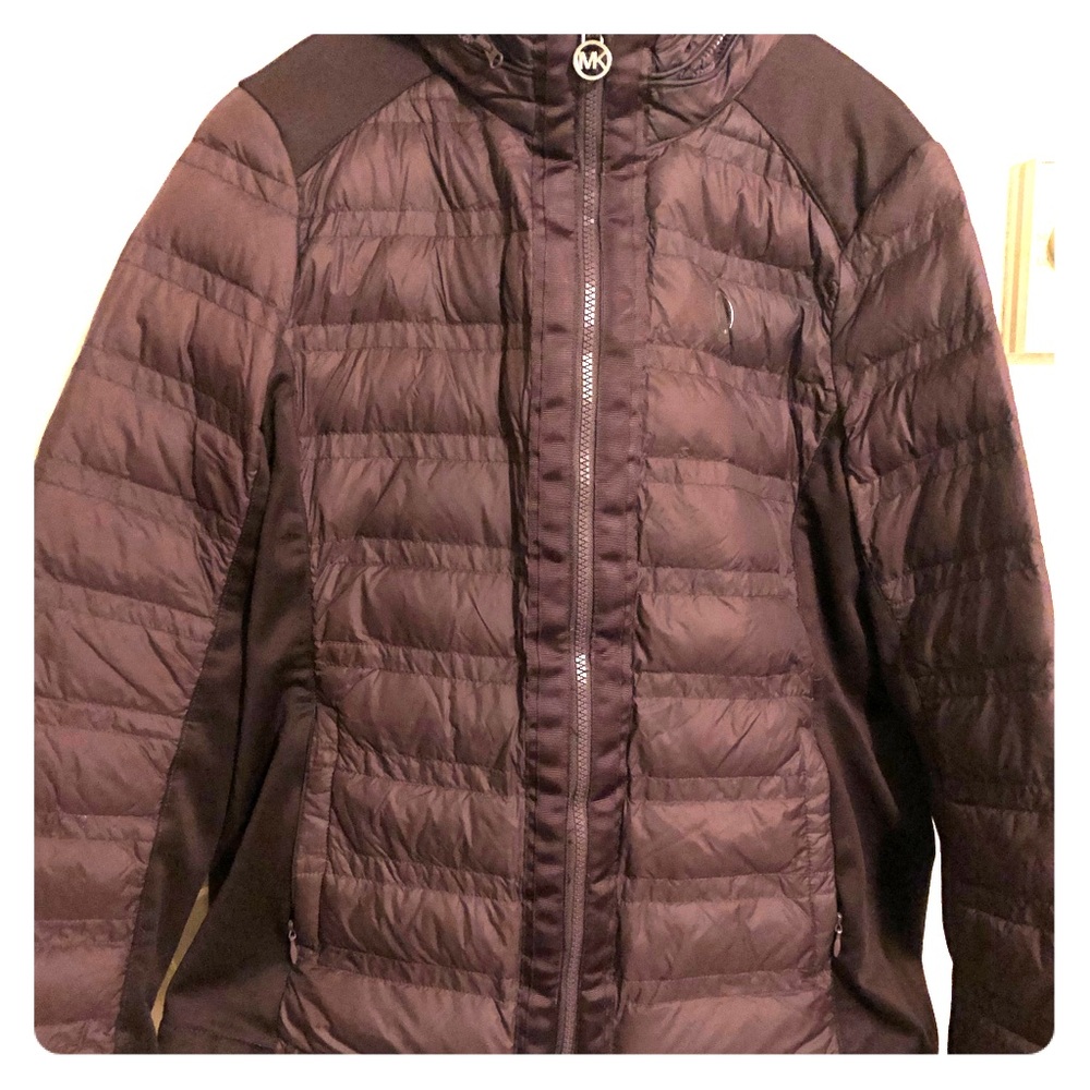Michael kors womens purple puffer jacket with hood